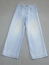 J PETERMAN Wide Leg Pants Hollywood Waist Weathered Blue Jeans Streetwear Grunge