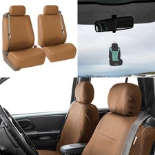 Front Bucket Seat Covers For Built-in Seatbelt Auto Car Sedan Suv Tan W Gift