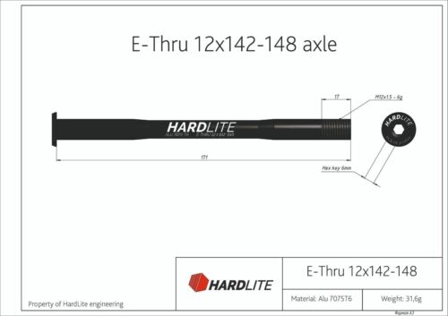 HardLite E-Thru 12 x 142-148 rear Lapierre Zesty Rocky Mtn Element Vertex - Picture 2 of 9