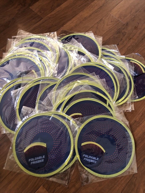 Lot Of 50  Foldable Flying Frisbees with Bag Folding All Brand New