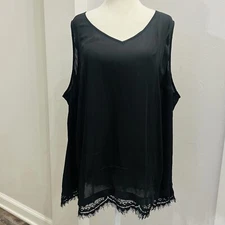 BOUTIQUE jcp Black Tank Size 3XL Sleeveless Lace Back NWT