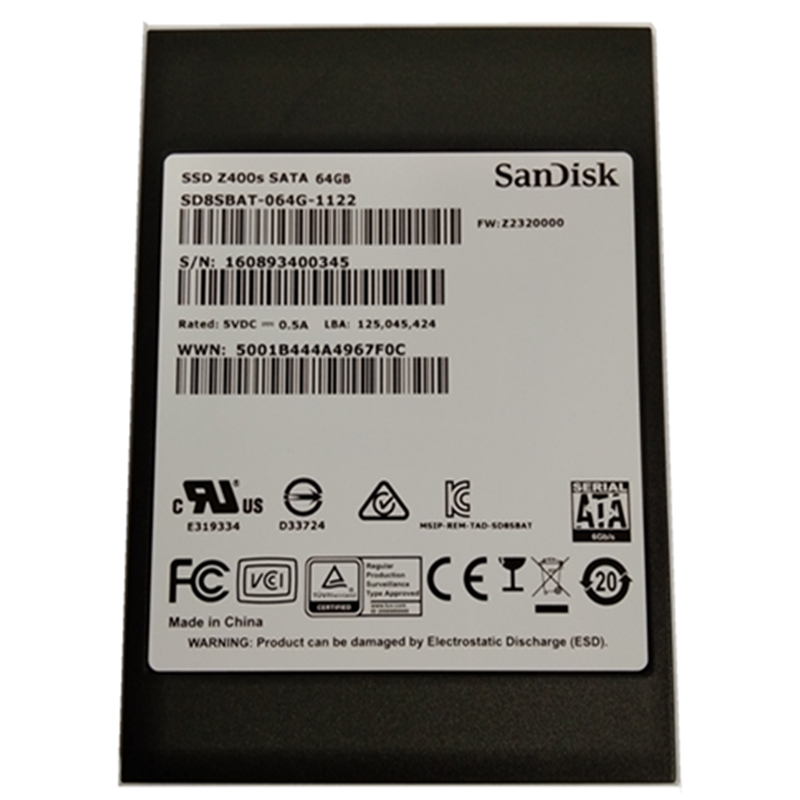 SanDisk SSD Z400S 64GB SD8SBAT-064G-1122 SATA-6Gbps mSATA Solid