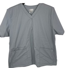 Wonder Works Scrub Top Womans Size XL Gray With Pockets