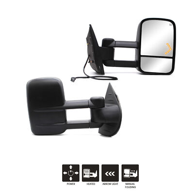 Tow Mirrors Power Heated Arrow Lamp For 07-13 Silverado Sierra 3500 2500 1500