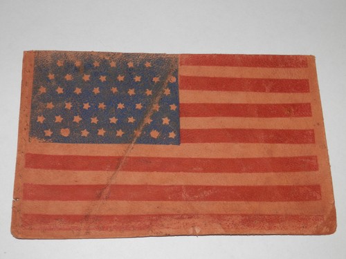 POSTALES DE CUERO DE LA ERA CINCO 1901-1907 - BANDERAS PATRIÓTICAS AMERICANAS ESTRELLAS RAYAS - Imagen 9 de 10