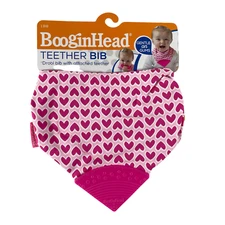 New BooginHead Baby Girl Newborn Cotton Bandana Drool Bib with attached Teether