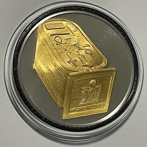 Cartouche Shaped Box 24k Gold Sterling Silver Proof Collector Coin Round Medal