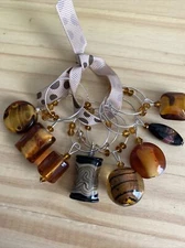 FALL BEAUTIFUL BROWN WINE GLASS CHARMS -     Wine Charms  Set Of 8