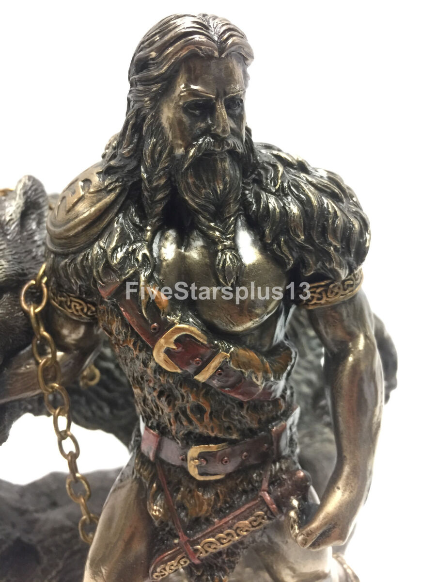 God of War Tyr Figurine With Fenrir Bronze Hand-painted 