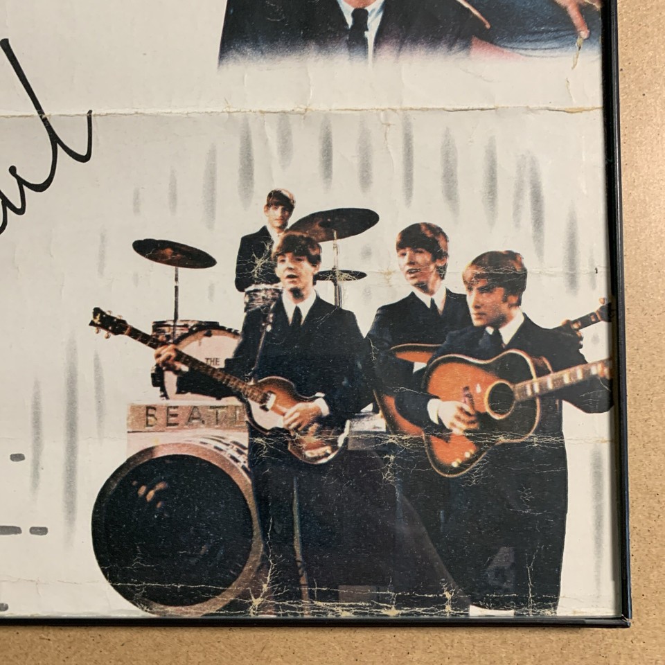 Vintage 1964 Beatles Wallpaper From Canada Framed 20 x 16 Some Wear See