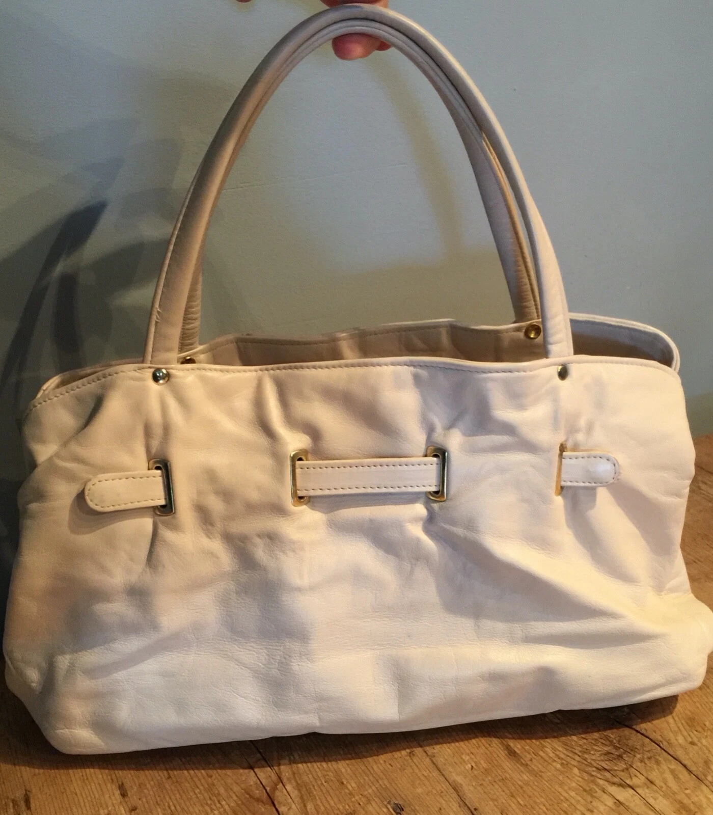 Designer 'Jane Shilton ' Ivory Leather Hand Bag