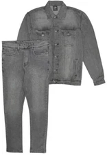 Men's Denim Classic Jean Suit 2-Piece Outfit Jacket & Pants