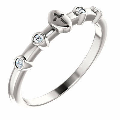 Diamond Stackable Cross Ring In Platinum | eBay