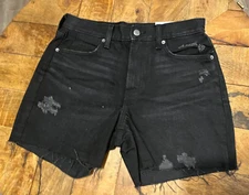 Old Navy High Waist Slouchy Straight 5" Inseam Cut-Off Jean Shorts, Black Size 4