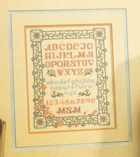 ANTIQUE ALPHABET SAMPLER Flowers Floral Victorian Cross Stitch Pattern Chart V7