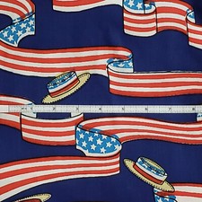 Patriotic Cotton Fabric, USA Red, White  Blue Flag Swirls, Apparel/Quilt 44"W