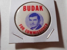 1-1/2" Budak Commissioner unknown location cello pinback button