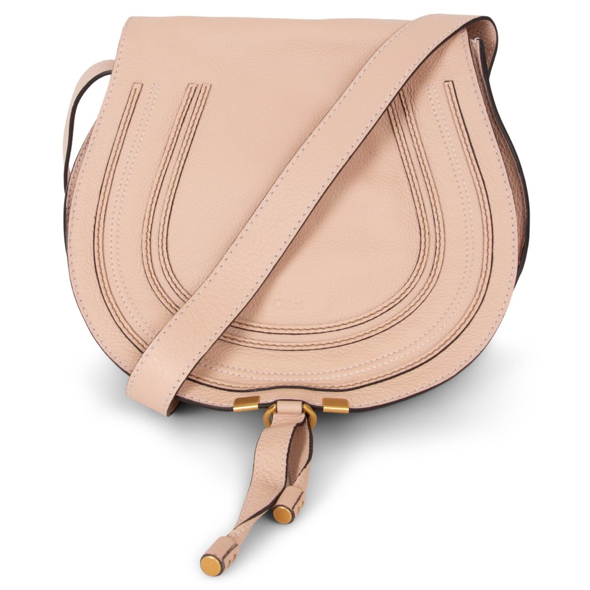 71220 auth CHLOE Blush Nude pink leather MARCIE MEDIUM SADDLE