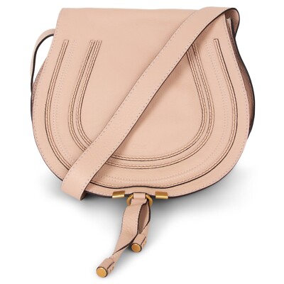 71220 auth CHLOE Blush Nude pink leather MARCIE MEDIUM SADDLE