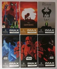 Lot Of 6 Regal Imax Collectible Movie Ticket Stubs Star Wars Spiderman