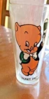 GLASS - VINTAGE LOONY TUNE PORKY PIG DRINKING GLASS 1973