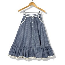 Vintage Gunnies Gunne Sax Floral Prairie Midi Skirt Women XS Cottagecore Prairie