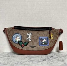 2022 COACH Snoopy Warren Belt Bag Signature Canvas Patch Body Waist Bag