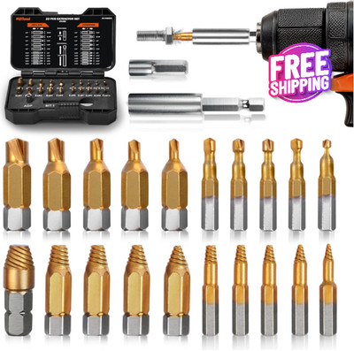 Juego 22 Extractor De Tornillos Dañados Kit Pelado Para Tornillo Roto Multiusos
