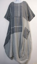 Lagenlook Ladies Pure Linen Long Summer Dress One Pocket One size: Plus 18-22