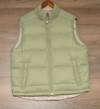 LL Bean Vest Men's M Goose Down Reversible Puffer Full Zip Green And Beige