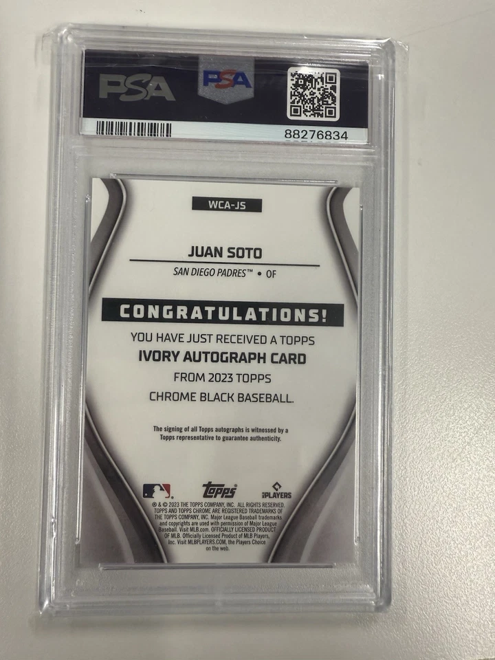 2023 Topps Chrome Black - Ivory Autographs Juan Soto #WCA-JS /50 (AU) PSA 10 - Image 2 of 2
