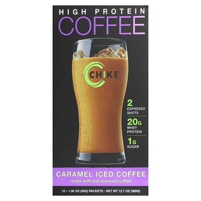 2 X  Chike Nutrition, High Protein Iced Coffee, Caramel, 12 Packets, 1.06 oz (30