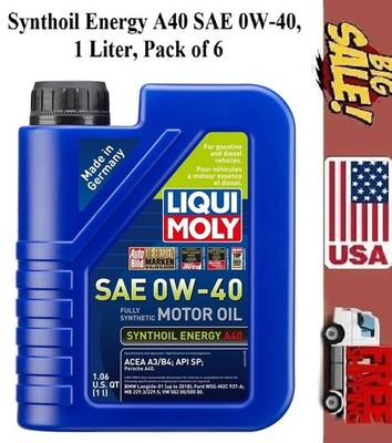 Synthoil Energy A40 SAE 0W-40, Liqui Moly 2049, 6 Liter, Stock US-No Import Fees