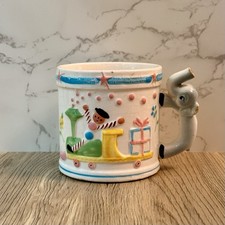 Napco Vintage Ceramic Child's Elephant Handle Sippy Cup Mug Bear Inside G4135