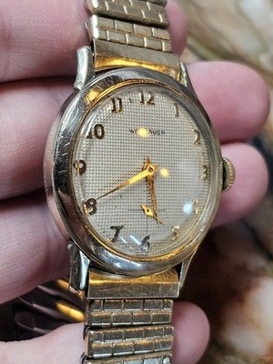 Vintage Wittnauer Manual Wind Swiss Watch Waffle Dial 1950s 10K Gold Filled.