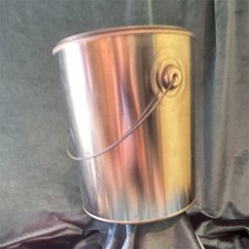 Silver Metal Round EMPTY PAINT CAN w/ Lid Handle 8in Tall x 8in Diameter