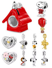 Snoopy Peanuts Charlie Woodstock Necklace Charm Bracelet Pendant Silver Plated