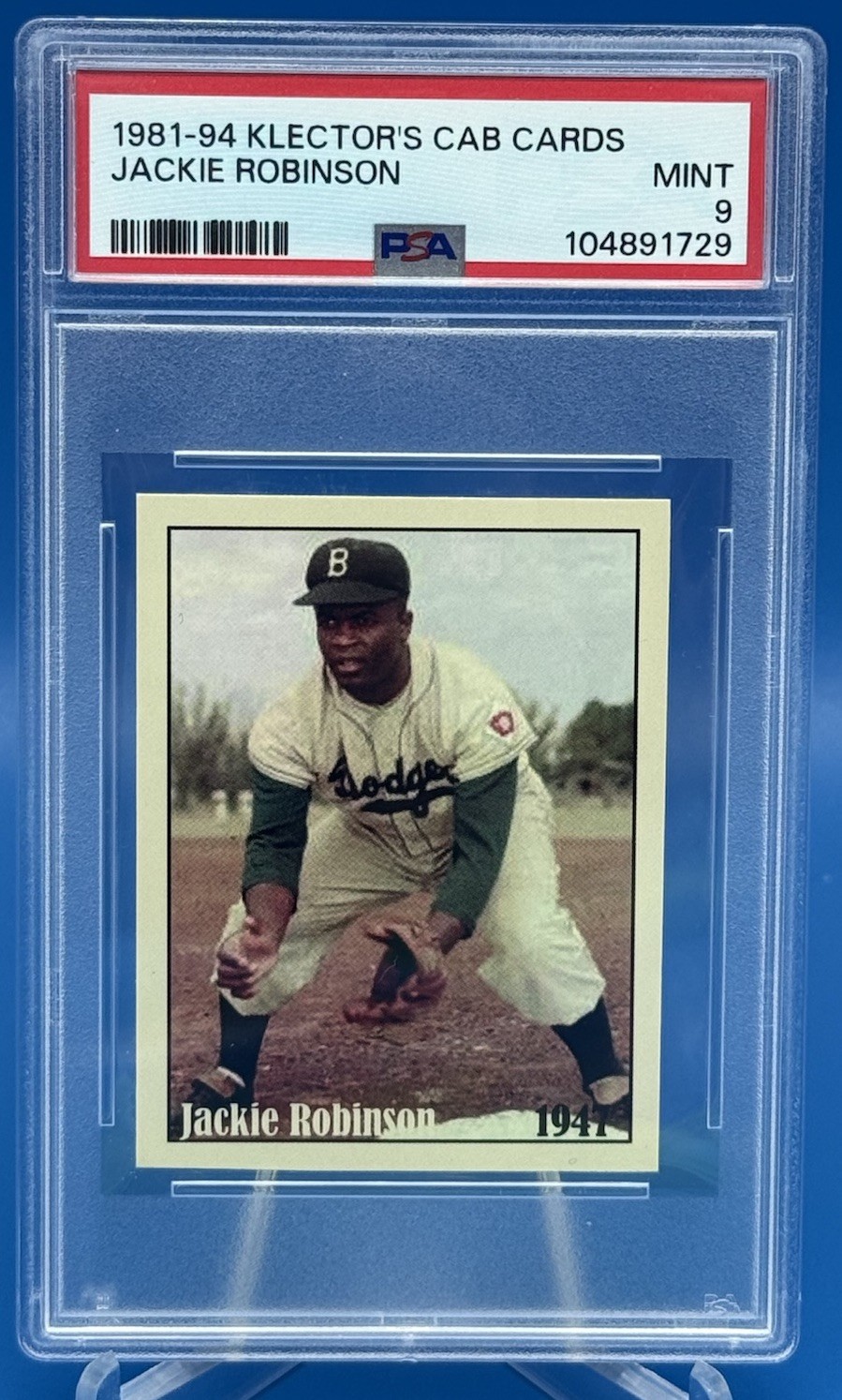 Rare 1981-94 Klector’s Cab Cards JACKIE ROBINSON PSA 9 Mint /400 Pop 9 HOF