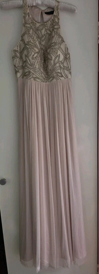 Vestido formal vintage de diseñador George con cuentas - falda de gasa Foto 2 de 4