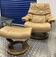 Ekornes Stressless Reno Leather Recline & Swivel Chair & Footstool - Large 2019