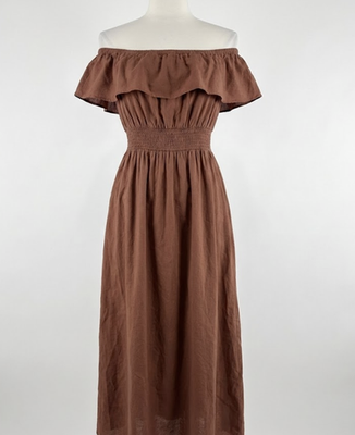Old Navy Dress Womens XL Brown Maxi Off The Shoulder Smocked Coquette Flowy | eBay Old Navy Dress Womens XL Brown Maxi Off The Shoulder Smocked Coquette Flowy | eBay