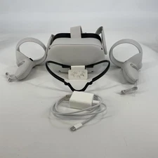 Meta Quest 2 VR Headset 128GB w/ Controllers/Regular Strap/Charger - Excellent