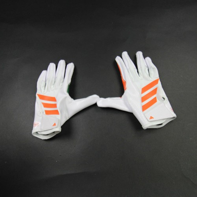 #ad #ad Miami Hurricanes adidas adizero Gloves Receiver Unisex White Orange Used $61.74