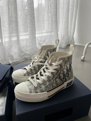 Dior B23 High Top Sneaker Monogramm Weiß/Grau EU 37,5 Schnürung