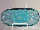VTG ANCHOR HOCKING BLUE GLASS BANANA SPLIT DISH RELISH CANDY SERVING VGC
