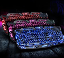 J10 Gaming Keyboard & Mouse Set Wired Backlit Tricolor Luminous