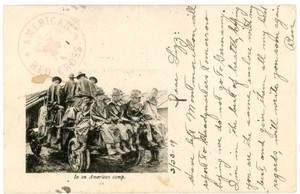 WW I American Doughboys in Camp orig Soldiers' Mail American Red Cross postcard