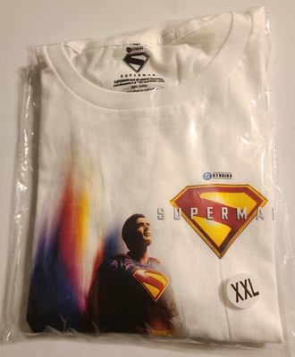 #ad DC Studios 2025 Superman Movie Poster XXL 2XL White T Shirt NEW $19.99