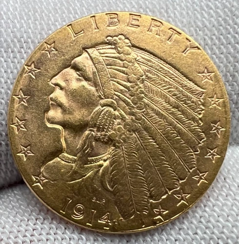 1914-P $2.5 Gold Indian Head Quarter Eagle Head UNCIRCULATED HIGH grade!!