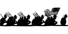Vinyl Decal for Window - Marching Soldier and Flag Silhouettes (Military)